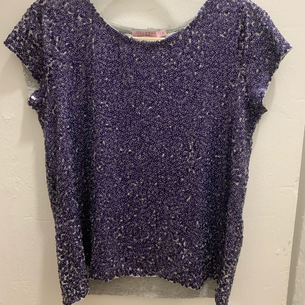 Calypso blue sequin blouse